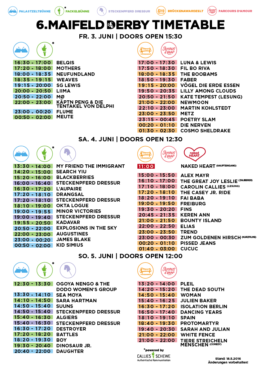Maifeld-Derby 2016 Timetable